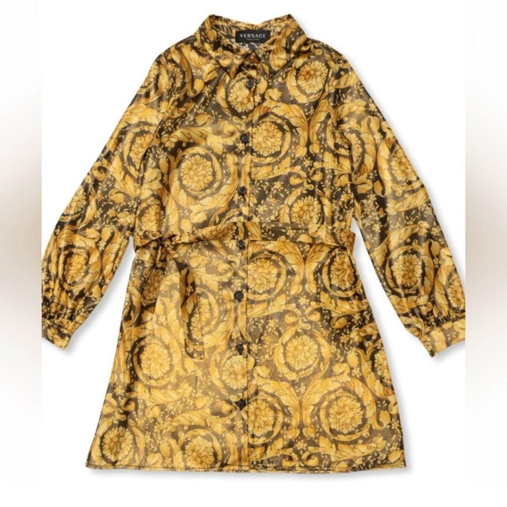BRAND NEW AUTHENTIC BAROCCO VERSACE GIRL'S Shirt DRESS. Gold/black. MSRP $710
